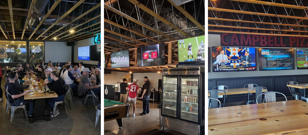 Campbell Pizza sports bar interior